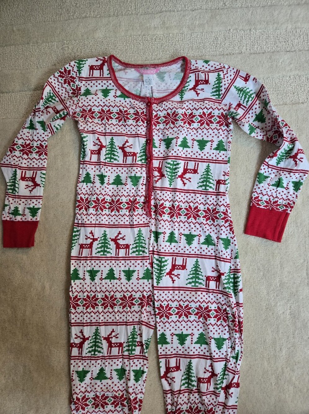 Love Loungewear Christmas Tree & Reindeer Holiday Onesie Size Small - Picture 2 of 4